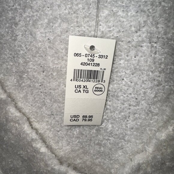 Aerie Teddy V Neck Boucle Sweater With Ribbed Trim In Natural Size XL - Picture 9 of 9